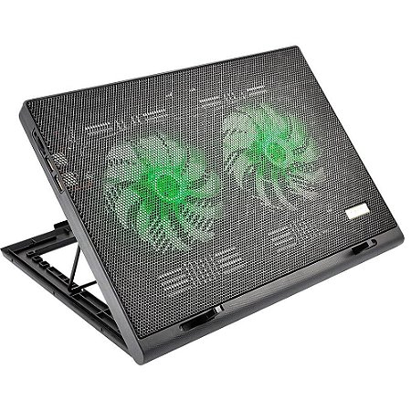 Cooler para Notebook Warrior Gamer com led verde luminoso