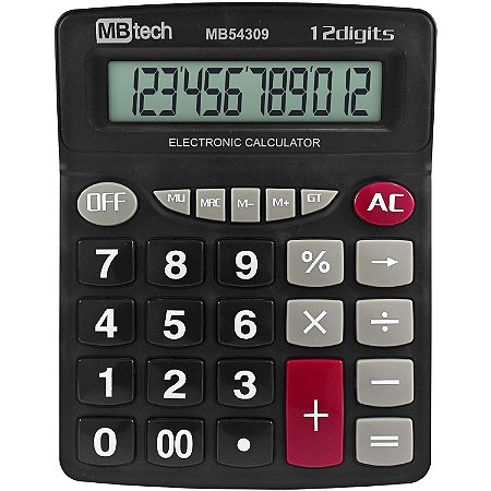 CALCULADORA ELETRÔNICA 12 DÍGITOS MBTECH MB54309 GRANDE