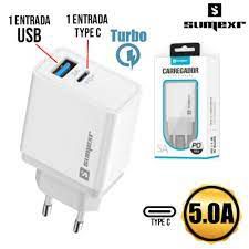 CARREGADOR TURBO 2 SAIDAS USB+TIPO C 5A 35W SUMEXR