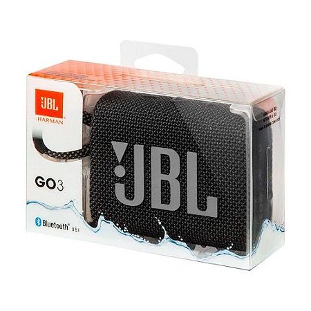 Caixa de Som Portátil Go 3 Black JBL com Bluetooth e à Prova d´Água