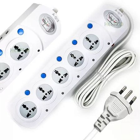 Extensão Elétrica 5 Entradas Com Padrão Universal Cor Branco 127v/220v