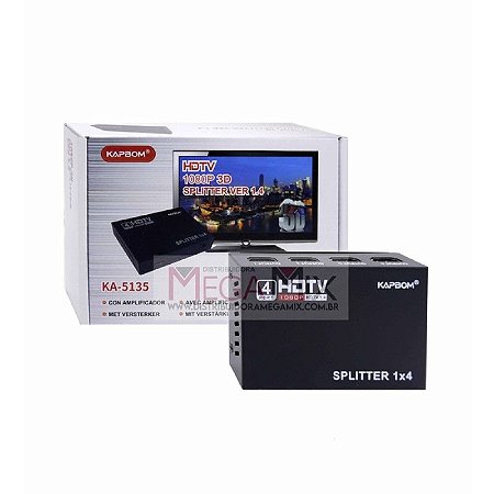 Duplicador Splitter Cabo Hdmi 1x4Divisor Full Hd 1080p1.4 3d Hub KA-5135