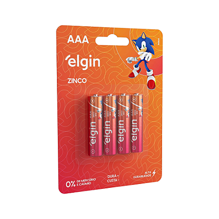 PILHA COMUM PALITO AAA ELGIN COM 4 PILHAS