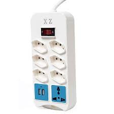 FILTRO DE LINHA 8 TOMADAS 2P+T C/ 2 USB+ PADRÃO EUROPEU CABO C/ 5M 10A