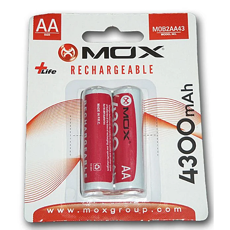 Pilha Mox Recarregavel 4300 mAh 2A com 2 pilhas