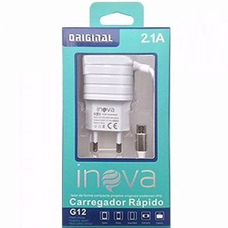 Carregador Inova 2.1a Celular Rápido V8 1 Saídas Usb