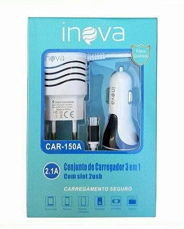 Carregador inova para casa e carro 2,1A V-8