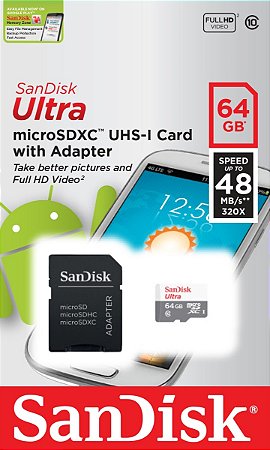 Cartao Micro Sd 64Gb Ultra Sandisk Classe 10