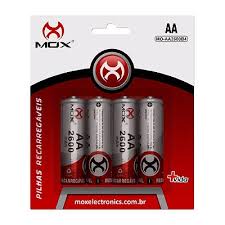 PILHA RECARREGAVEL 2A MOX MO-AA2700 B4 4 PILHAS