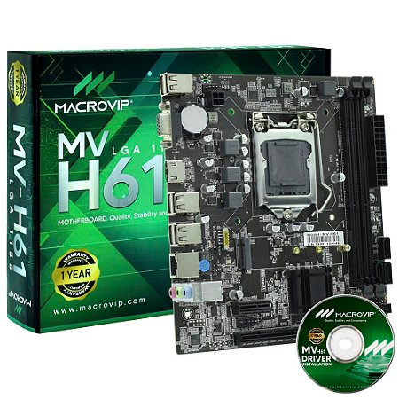 Placa Mãe H61 Macrovip INTEL LGA 1155 DDR3 VGA/HDMI i3/i5/i7 m.2