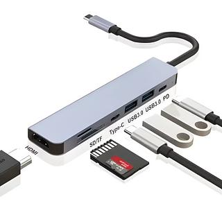 Adaptador Multifuncional Tipo-C 7 Em 1 Celular e Notebook Hub 3.0