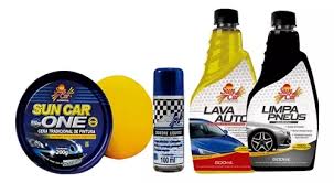 KIT LAVA AUTO 5PC SUNCAR (CERA, PRETINHO, SHAMPOO, SILIC,ESPON)
