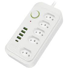 FILTRO DE LINHA 5 TOMADAS 2P+T C/ 4 USB/1 tipo C CABO C/ 2M 10A