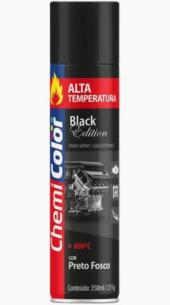 TINTA SPRAY PRETO FOSCO ALTA TEMPERATURA 350ML CHEMICOLOR