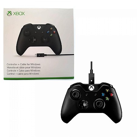 Controle Xbox One S Original Microsoft Slim com cado de dados Preto