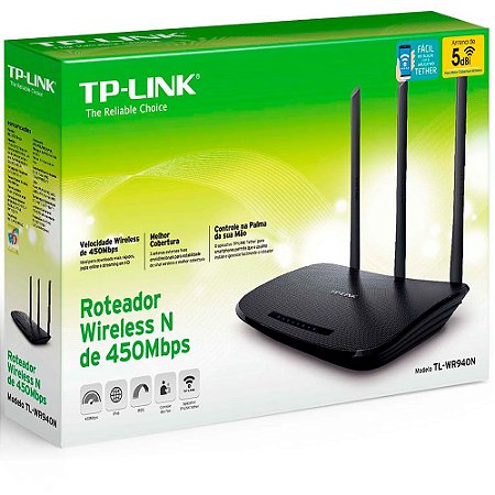 Roteador Wireless 450Mbps 949 N - TP-Link 3 Antenas