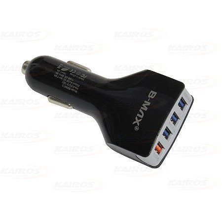 Carregador Veicular Turbo 36W 4 Saidas Usb