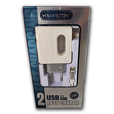 Carregador Iphone H`Maston 2 Portas Usb Fast 4.8A CH809-2