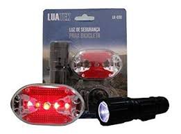 Kit Lanterna e Farol p/ Bicicleta + Luz Traseira + Suportes