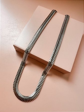 Choker Malha Maleável Ródio Branco