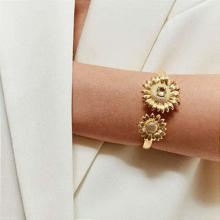 Bracelete Dois Girassóis Ouro
