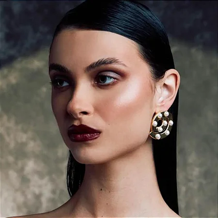 Brinco Maxi Pérola Cravada Ouro