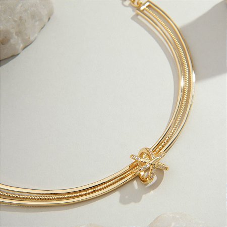 Aro com Regulagem Nó Cravejado Ouro