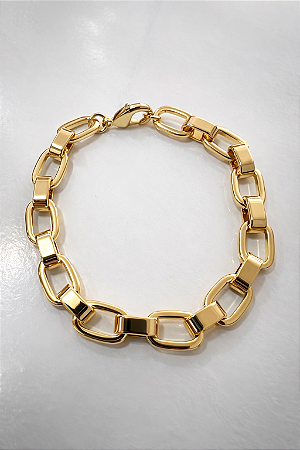 Pulseira Correntaria Elos Retangulares Ouro
