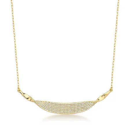 Colar Aste Trançada Cravejada Ouro