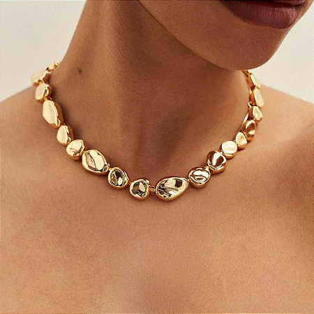 Colar Orgânico Martelado Ouro