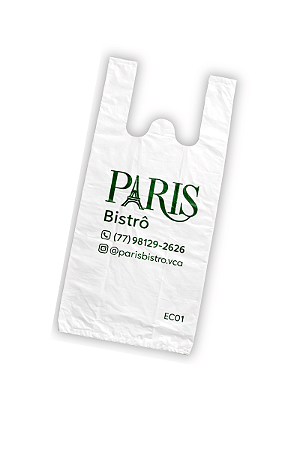 Sacola Plástica Personalizada 30x45 Branca - Mercado, Farmacia