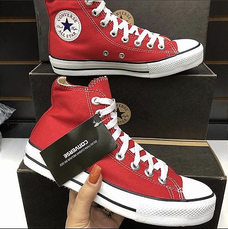 tenis all star feminino cano alto vermelho