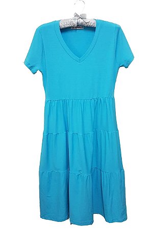 vestido midi azul turquesa