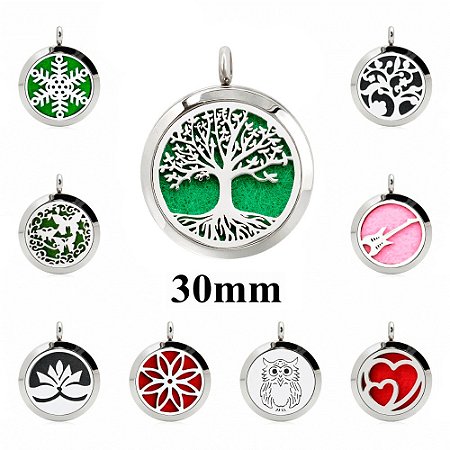 Colar Difusor Aromaterapia 30mm Atacado Revenda 10 Unidades (Linha Premium Aço Inoxidável 316l) Kit 01