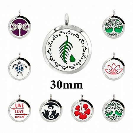 Colar Difusor Aromaterapia 30mm Atacado Revenda 10 Unidades (Linha Premium Aço Inoxidável 316l) Kit 04