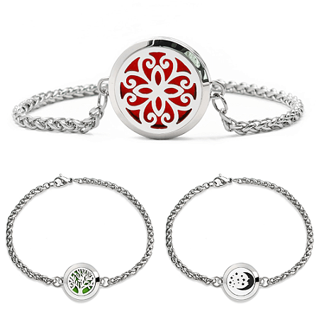 Pulseira Difusor Aromaterapia 20mm Atacado Revenda 10 Unidades (Linha Premium Aço Inoxidável 316l) Kit 02