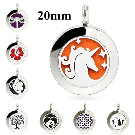 Colar Difusor Aromaterapia 20mm Atacado Revenda 10 Unidades (Linha Premium Aço Inoxidável 316l) Kit 02