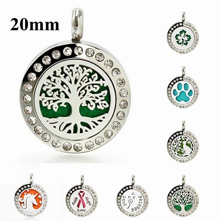 Colar Difusor Aromaterapia 20mm Cravejado Atacado Revenda 10 Unidades (Linha Premium Aço Inoxidável 316l) Kit 01