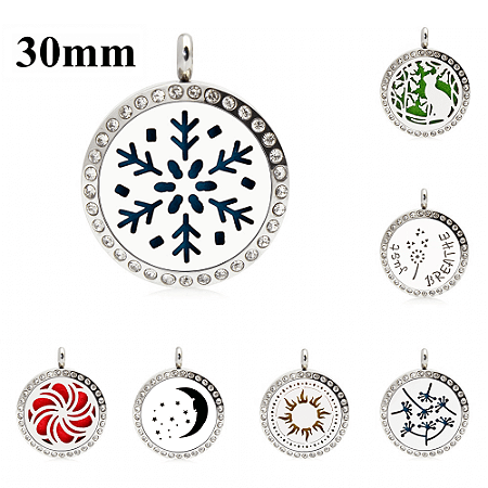 Colar Difusor Aromaterapia 30mm Cravejado Atacado Revenda 10 Unidades (Linha Premium Aço Inoxidável 316l) Kit 05