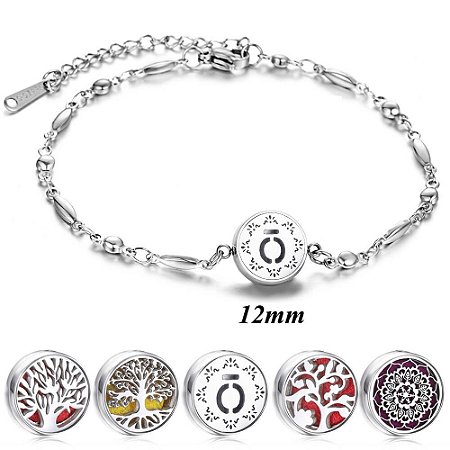 Pulseira Difusor Aromaterapia 12mm Atacado Revenda 10 Unidades (Linha Premium Aço Inoxidável 316l) Kit 04