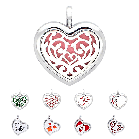 Colar Difusor Aromaterapia Coração Atacado Revenda 10 Unidades (Linha Premium Aço Inoxidável 316l) Kit 01