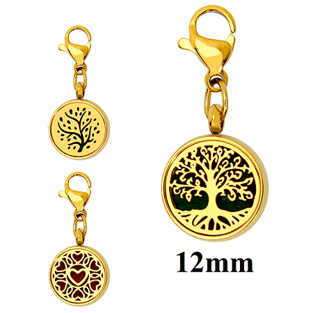 Chaveiro Difusor Aromaterapia Dourado 12mm Atacado Revenda 10 Unidades (Linha Premium Aço Inoxidável 316l) Kit 03