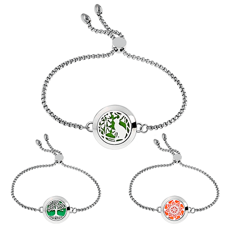 Pulseira Ajustável Difusor Aromaterapia 20mm Atacado Revenda 10 Unidades (Linha Premium Aço Inoxidável 316l) Kit 06
