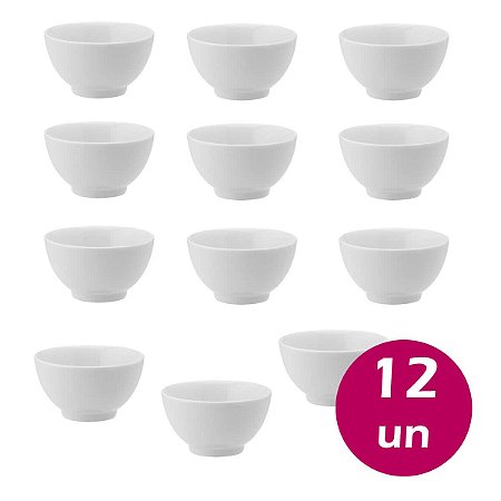 Kit 12un Tigela Bowl Porcelana Branco Caldo Açaí Sopa 450ml