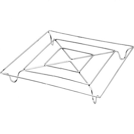 Kit 4un Descanso de panela Metal Inox Quadrado protetor mesa