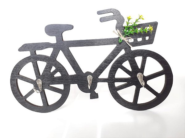 Porta Chaves Em Mdf Bicicleta Com Ganchos Enfeite Preto