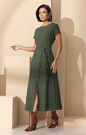 Vestido Marant Pesponto com Faixa