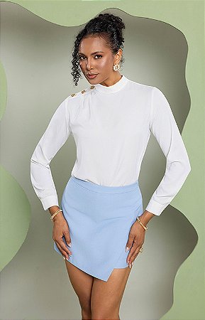 Blusa Crepe Manga Longa Detalhe Botões