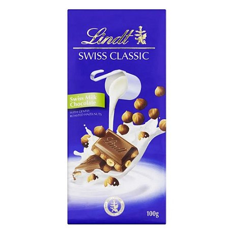 CHOCOLATE LINDT CLASSIC AO LEITE COM AVELÃ 100G