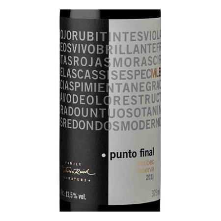VINHO PUNTO FINAL RESERVA MALBEC 375ML